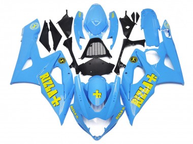 White Blue with Yellow Rizla 2005-2006 GSXR 1000 Fairings