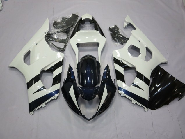 White and Black 2003-2004 GSXR 1000 Fairings
