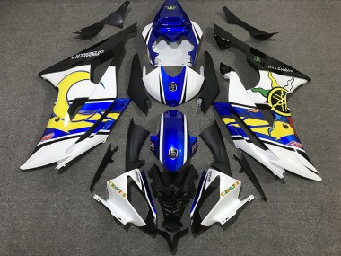 White and Blue Custom 2008-2016 R6 Fairings