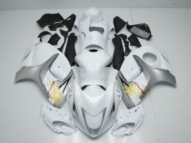 White and Silver 2008-2020 GSXR 1300 Hayabusa Fairings