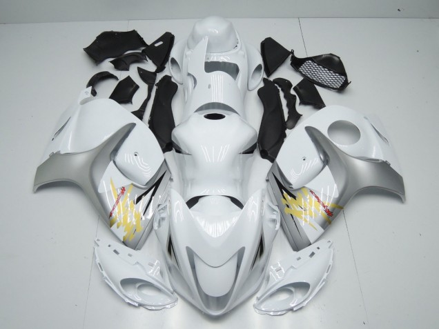 White and Silver 2008-2020 GSXR 1300 Hayabusa Fairings